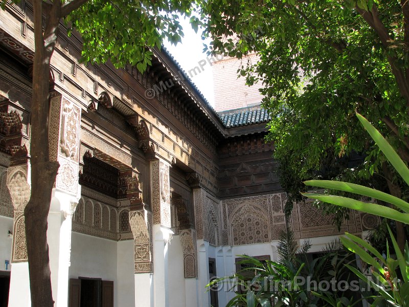 Details of a wall in the Bahia Palace, seen from a part of the garden