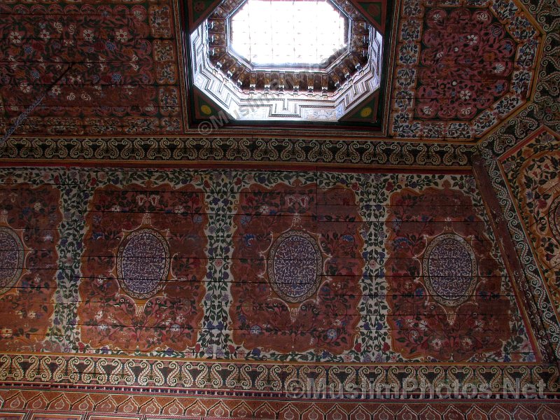 Details of a part of a ceiling and roof window of the Bahia Palace