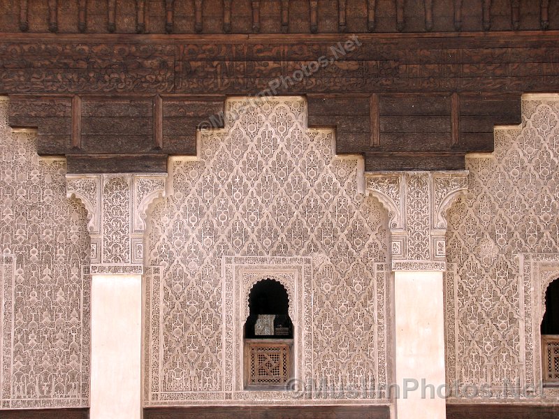 Walls of the courtyard in Ben Youssef Medressa